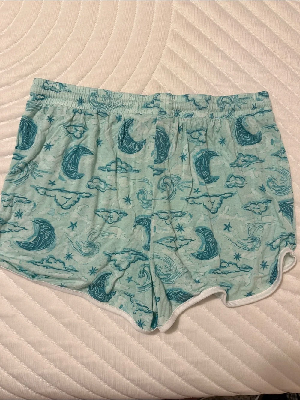 Olive + Oak Light Teal Moon-Print Dreamy Soft Women’s Sleep Shorts